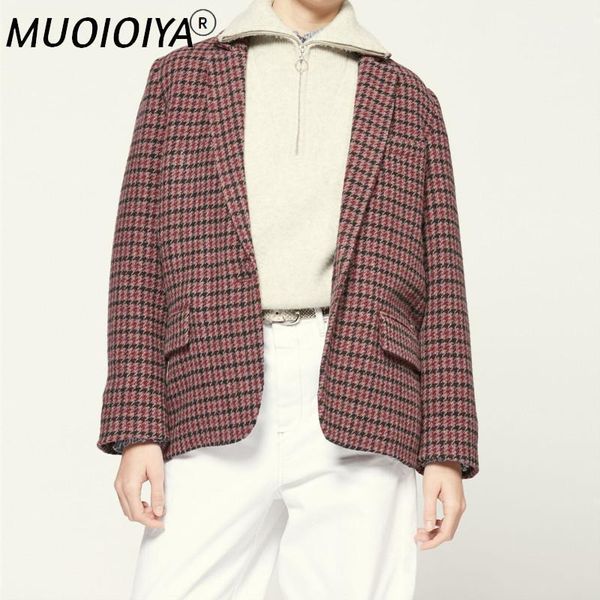 

women's suits & blazers women's plaid blazer office lady long sleeve single button autumn winter female coat with pockets 2021, White;black