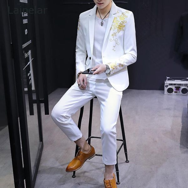 

men's suits slim fit casual trendy handsome small night coats fashionable youth 2021 spring and autumn & blazers, White;black