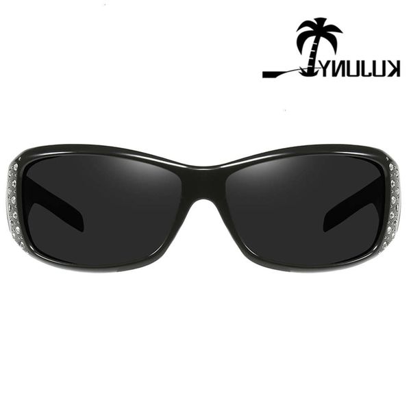 

highend accessories kujuny new fashion women polarized sunglass with diamonds classic retro eyewear ladi blue sunglass, Black