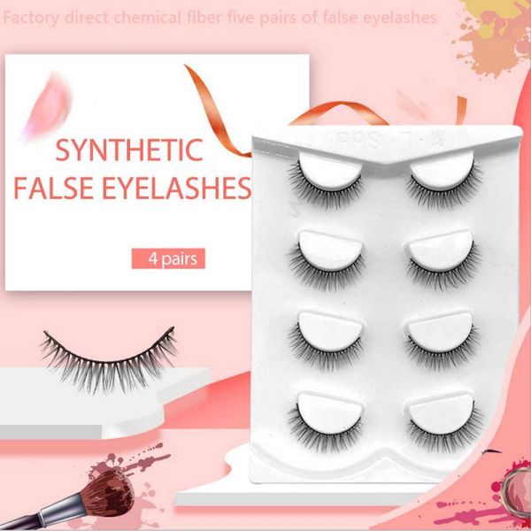 

false eyelashes 4 pairs of curl lashes extension soft handmade fiber natural mink faux cils makeup maquiagem tools
