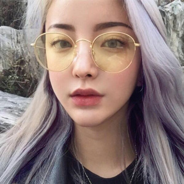 

sunglasses street beat round metal frame women vintage colorful mirror eyeglasses brand designer driving outdoor cat eye goggles, White;black