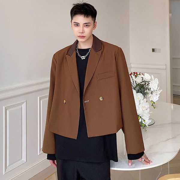 

men's suits & blazers men loose casual vintage trend fashion short small suit coat blazer man youthful korean streetwear jacket, White;black