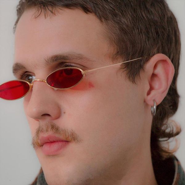 

small full metal frame oval round red lens sunglasses men women retro steampunk gothic europe cat uv400 eye sun glasses, White;black