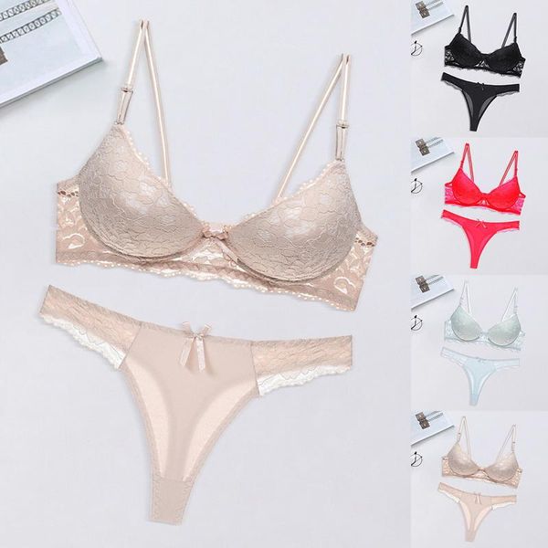 

yoga outfit lingerie lace thin bra bralette underwear women push up and panty set brassiere female intimate brief plus size