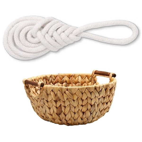 

pcs rattan fruit baskets decorative handle & 8 cotton rope napkin ring storage