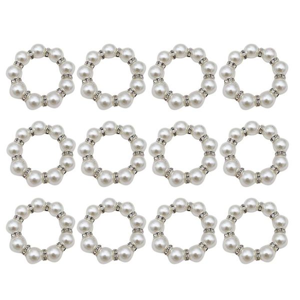 

napkin rings set of 12, imitation pearl rhinestone beaded ring holder for dinner table decoration party ,wedding