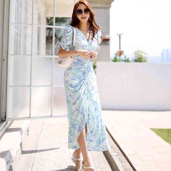 

summer korean temperament v-neck slim sleek fashion print hip, Black;gray