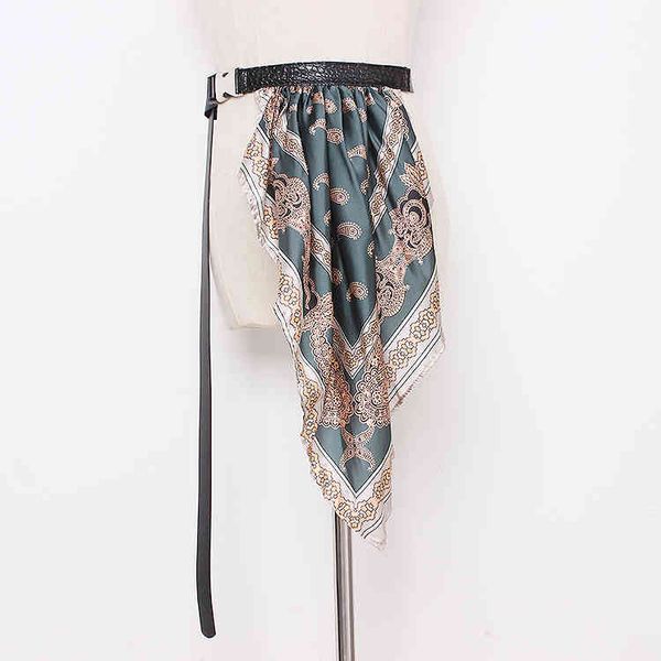 

pu leather adjust silk scarf long belt accessories personality women fashion all-match spring autumn 210510, Black