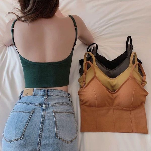 

fashion sports women sleeveless casual vest ladies chest pad movement short tank yoga gym outfit