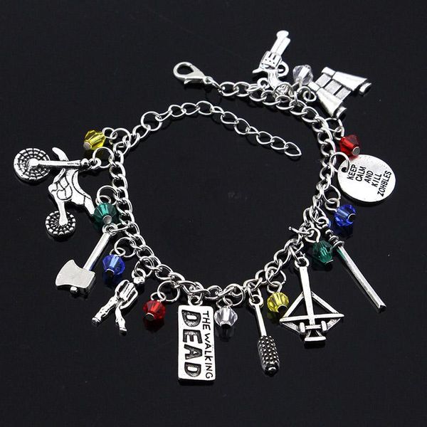 

link, chain drop the inspired bracelet apocalypse zombie charm crystal beads, Black