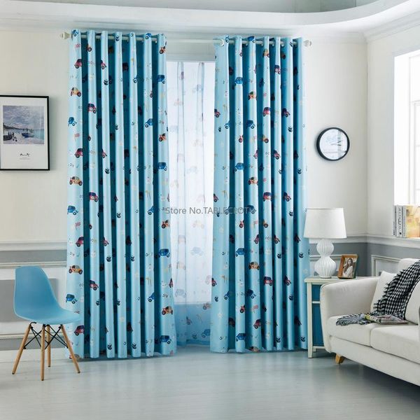 

curtain & drapes living room curtains cartoon car window treatments sheer for kids children baby boys