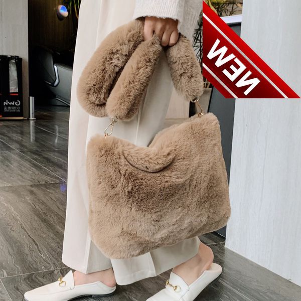 

drop shipping winter designer women's plush shoulder bags soft fur hobo handbag women large capacity purse lady sac