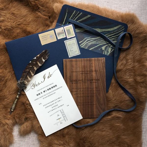 

greeting cards 30pcs walnut wood invitation card customized words