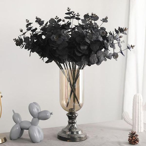 

decorative flowers & wreaths black artificial flower eucalyptus leaves plants wall material lifelike fake for home shop garden party decor