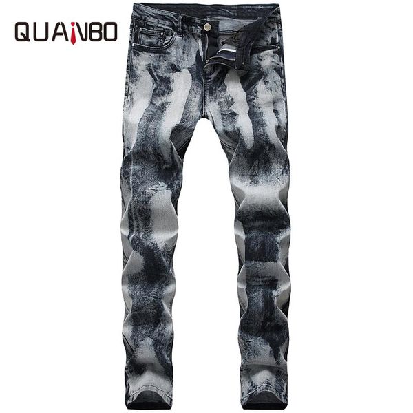 

jeans men classical slim fit elastic men's golden silvery coppery denim trousers brand biker 38 40, Blue