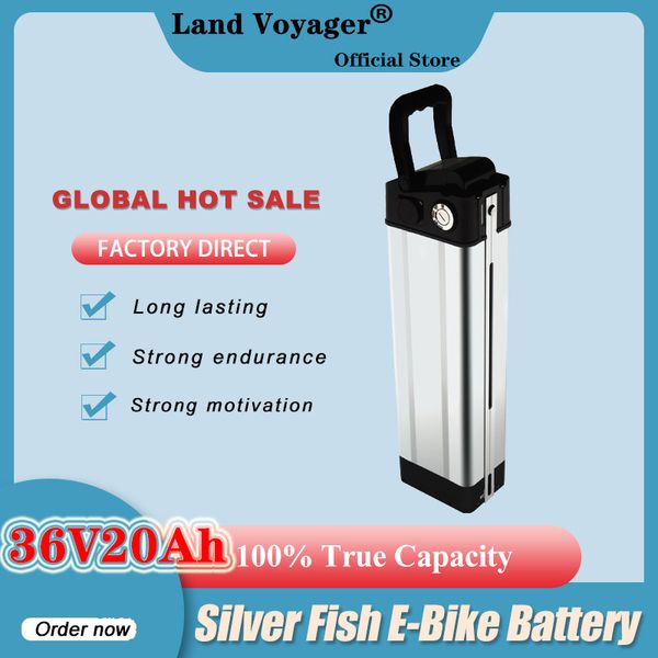 

land voyager 36v 20ah silver fish 42v 1000w battery pack electric bike 18650 10s6p lithium batteries with 20a bms