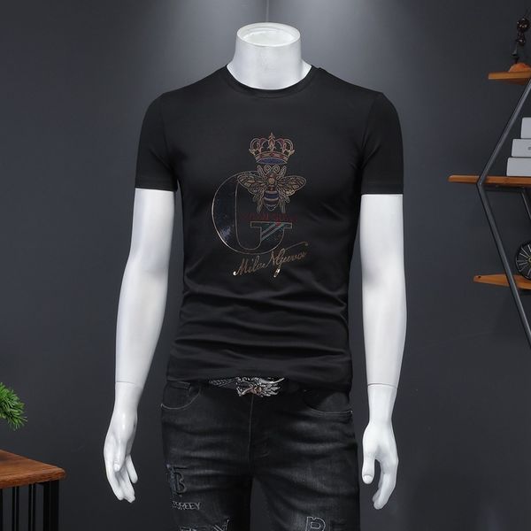 

fashion t shirts 2021 summer men's round neck short sleeve mercerized cotton 99, White;black