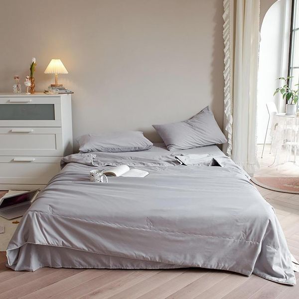 

blankets summer quilt grey thin comforter set 3/4/6pcs ultra-soft and breathable microfiber fill 100% cotton cover machine washable blanket