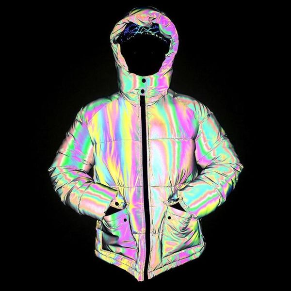 

down & parkas 2021 men's cold protection in winter youth colorful reflective casual thickening cotton-padded jacket ph16, Black