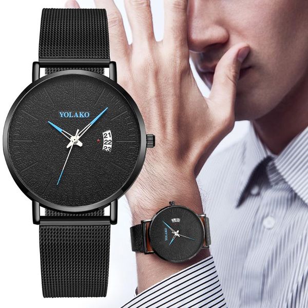 

wristwatches fashion watch frosted calendar casual men's ultra-thin alloy strap three-hand quartz, Slivery;brown
