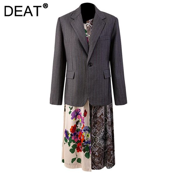 

women's suits & blazers deat 2021 autumn winter fashion casual long sleeve print fake two pieces floral temperament blazer coat women s, White;black