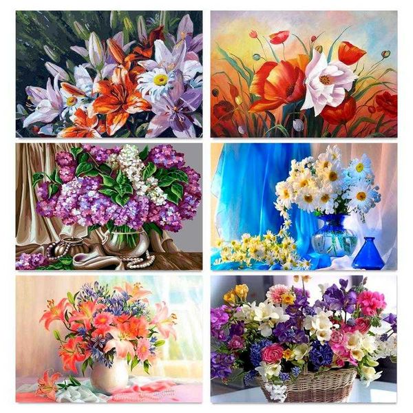 

paintings gatyztory unframe flowers coloring by numbers painting set oil paints 40*50 paint wall picture crafts for wholesale