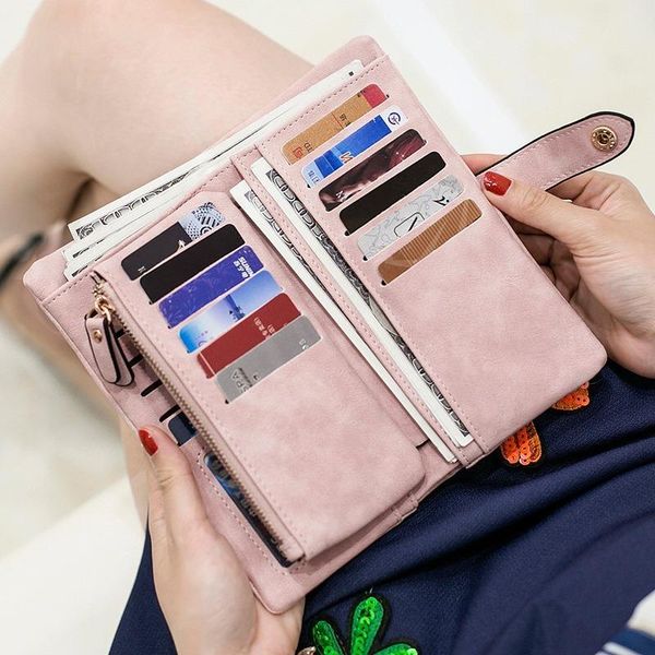 

wallets 2021 multi-function long wallet female multi-card student simple clutch scrub, Red;black