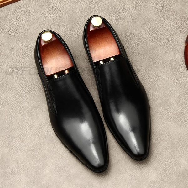 

dress shoes autumn mens loafers business wedding banquet suit designer black brown genuine leather pointed toe oxford shoes l8yh