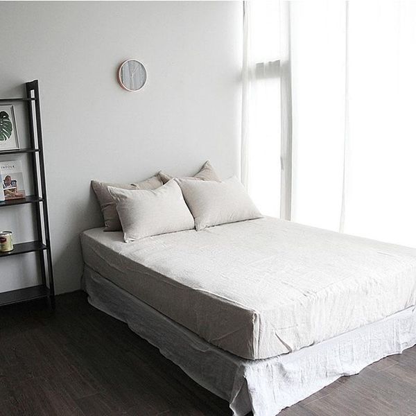 

sheets & sets 100% bedding 165gsm natual linens flexible fitted sheet bed pure flax elastic mattress cover for 30cm deep