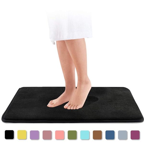 

bath mats home mat non-slip bathroom carpet soft coral fleece memory foam rug kitchen toilet floor decor washable 8 colors