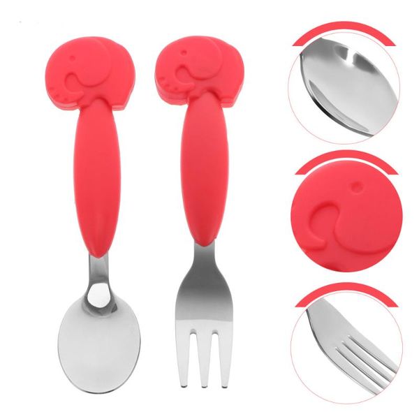 

forks 2 pcs training tableware babies learning spoon fork toddler eating equipment