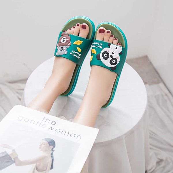 

female home slipper indoor room soft platfrom woman house shoes cute cartoon flip flop girls ladies summer kids 210712, Black;grey
