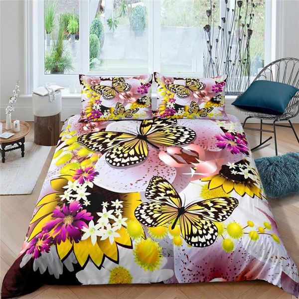 

bedding sets home living luxury 3d butterfly flower set comfortable duvet cover kids adults  king eu/us/au/uk size drop ship