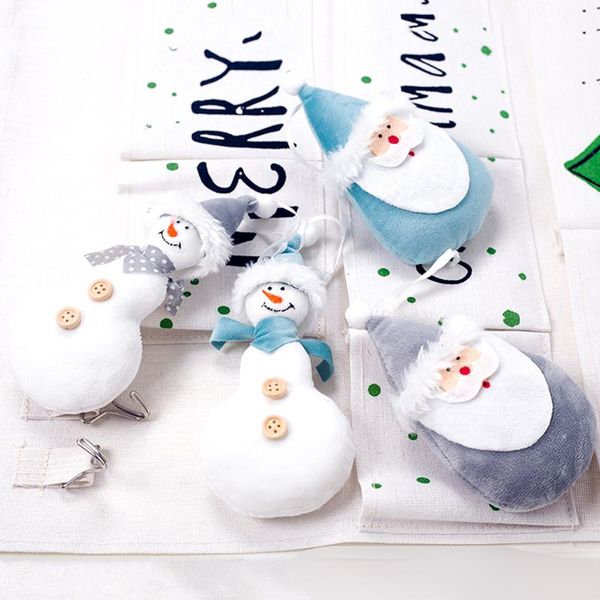 Decorazioni natalizie 1 pz simpatico ciondolo decorazione albero grigio blu Babbo Natale pupazzo di neve bambola ornamenti appesi per la casa