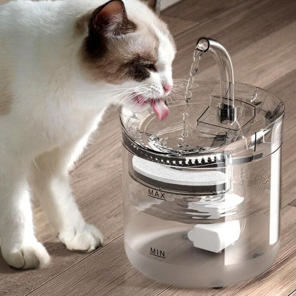 

cat bowls & feeders 2021 est intelligent dog drinking water fountain transparent filter pet automatic circulating dispenser with sensor