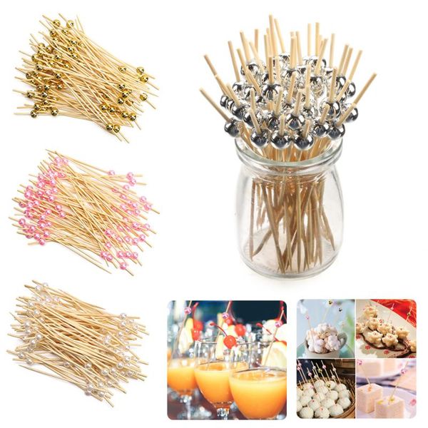 

disposable dinnerware household kitchen & bar party wedding festival supplies wooden toothpick pearl cocktail picks fruit snack fork