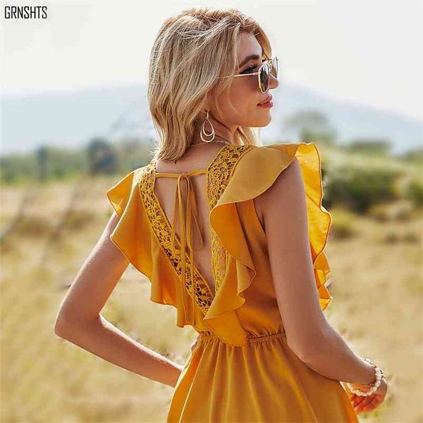 

women hollow out blackless dress summer boho beach ruffles bandage mini dress party square-neck high waist female dresses 210331, Black;gray
