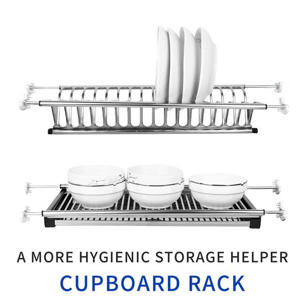 

stainless steel kitchen dish rack plate cutlery cup drainer drying wall mount storage organizer holder & organization