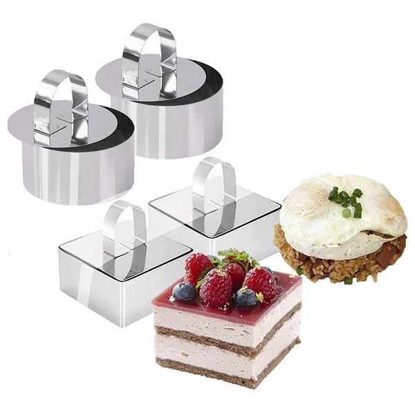 

baking & pastry tools set of 12 round and square cake rings, mousse molds ring, food ring mould dessert rings