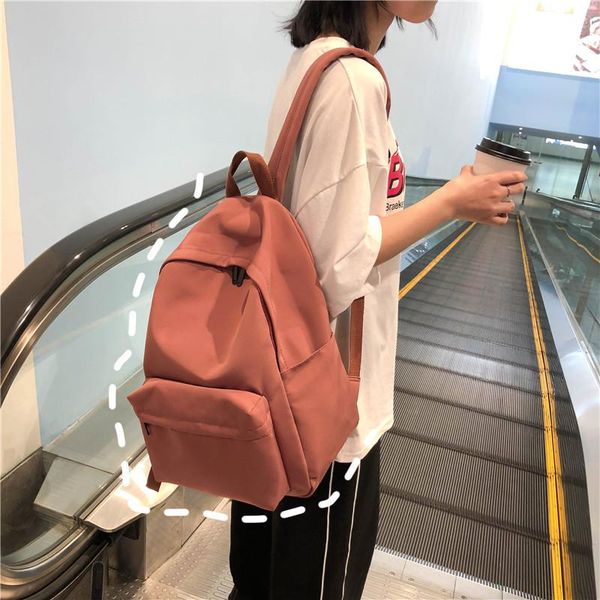 

backpack college style sweet girl student wild pure color schoolbag large capacity simple boys
