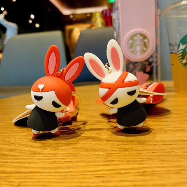 

creativity fashion keychain key buckle bag car handmade keychains man woman loves purse bags silica gel cartoon rabbit doll pendant accessor, Silver