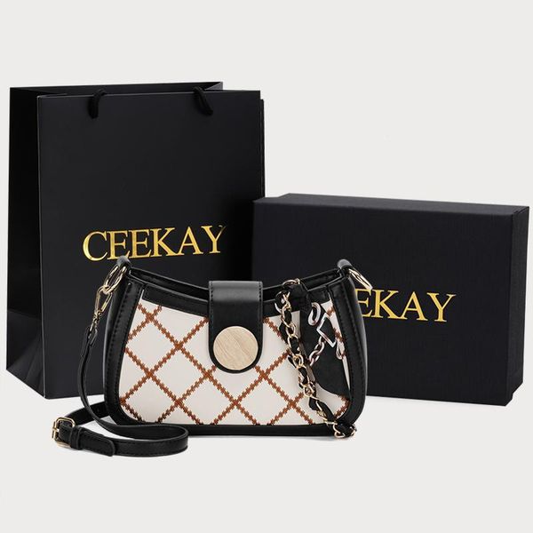 

evening bags ins white plaid pu leather crossbody women gold chain fashion simple shoulder messenger bag sac femme bolsos