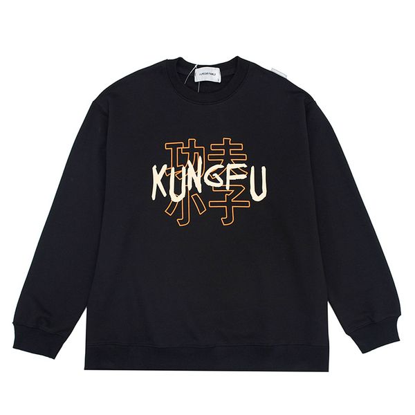

men's hoodies & sweatshirts style of original text creation letter impression sleeves casual long sleeve round goal young streetwear 01, Black
