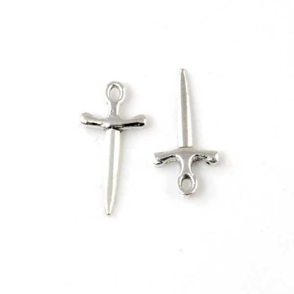 

500pcs alloy cross sword charms pendants for jewelry making bracelet necklace diy accessories 9.5x20.5mm a-247, Bronze;silver