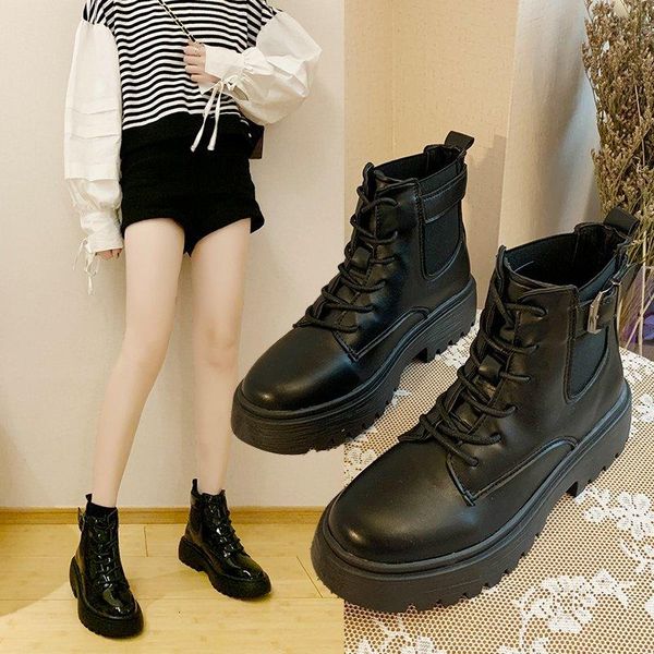 

boots short women's autumn single shoes british wind girls 2021 all-match the same motorcycle black
