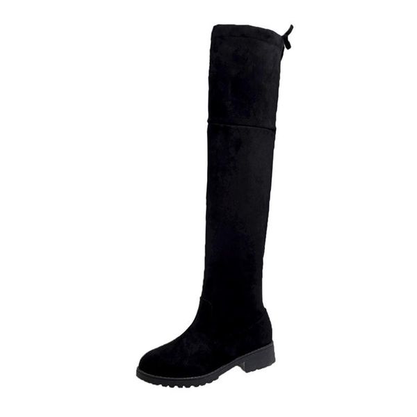 

boots 2021 autumn and winter thick heel flat spot fashion casual 41 large size over-the-knee thigh high, Black