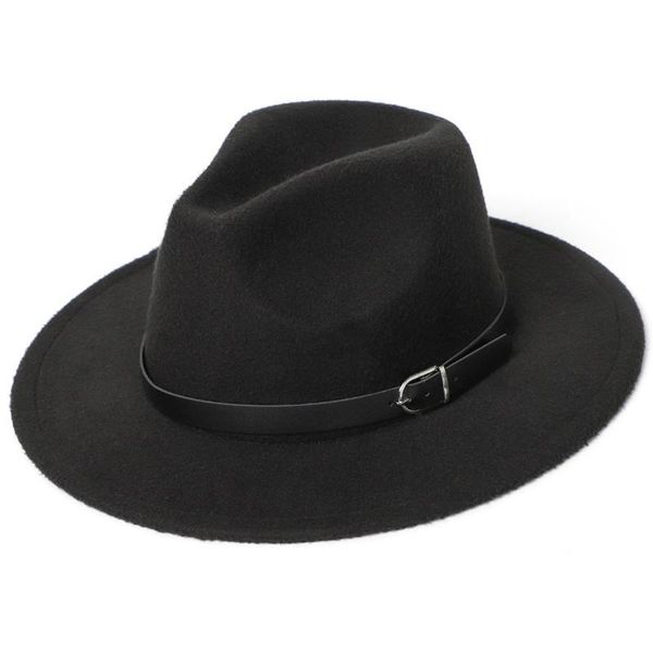 

wide brim hats 2021 winter fedora hat men women imitation woolen felt fashion black jazz fedoras chapeau sombrero mujer, Blue;gray