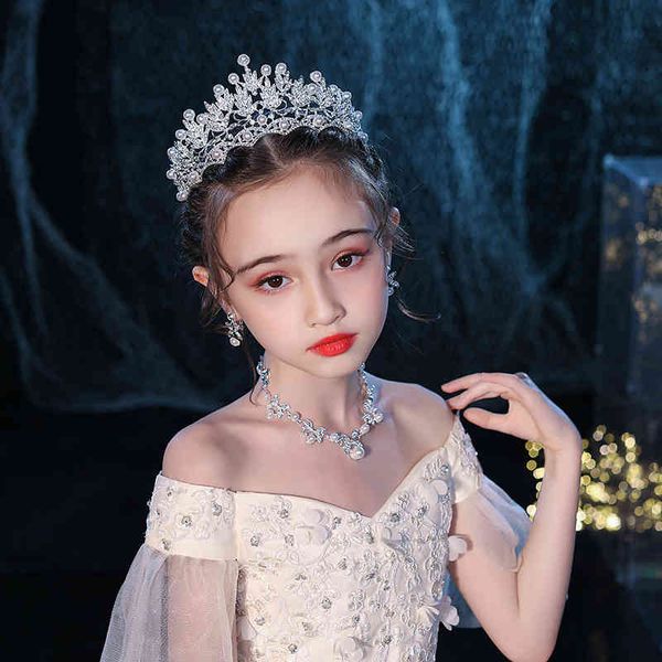 

children crown accessories princess hair jewelry pearl rhinestone tiaras diadems kids ornaments party girls gift, Silver