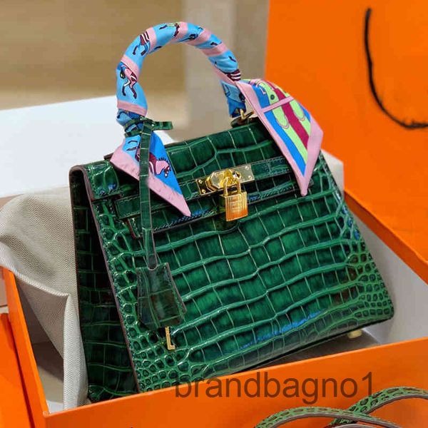 

herme luxurys handbags women designer handbag purse alligator design leather shoulder bags ladies tote bag wallet golden lock hardware bb
