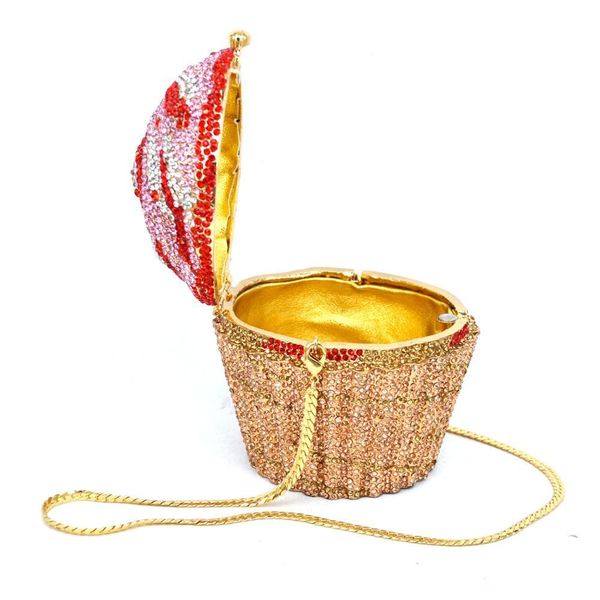 

bags designer brand luxury crystal evening bag fashion cupcake diamond clutch soiree purse women wedding bride cake handbags sc515